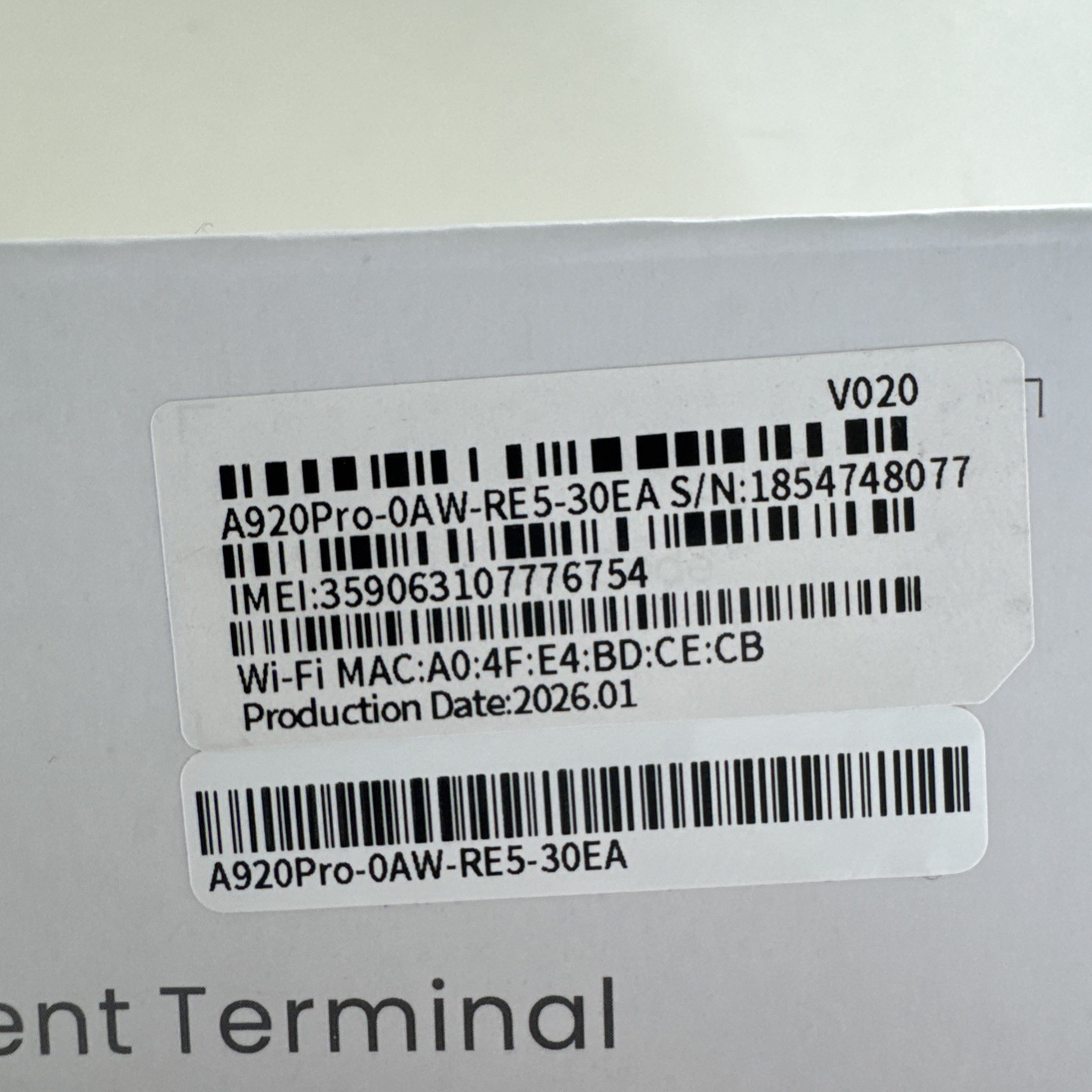 PAX A920 Pro Smart POS Payment Terminal A920Pro-0AW-RE5-30EA WiFi 4G Locked