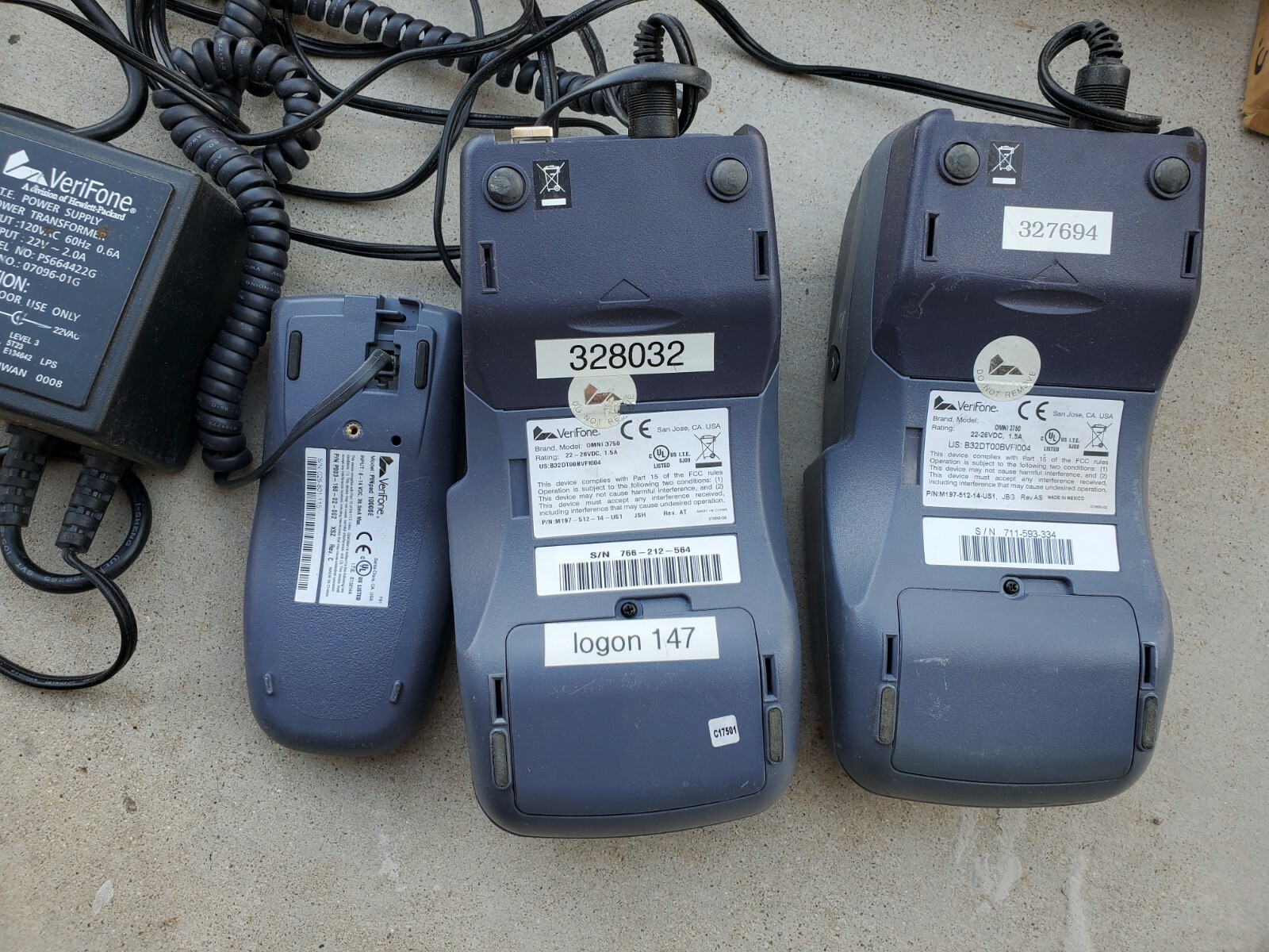 Set of 4 – Verifone Omni 3750 & 1 BofA Credit Card Processing Terminals